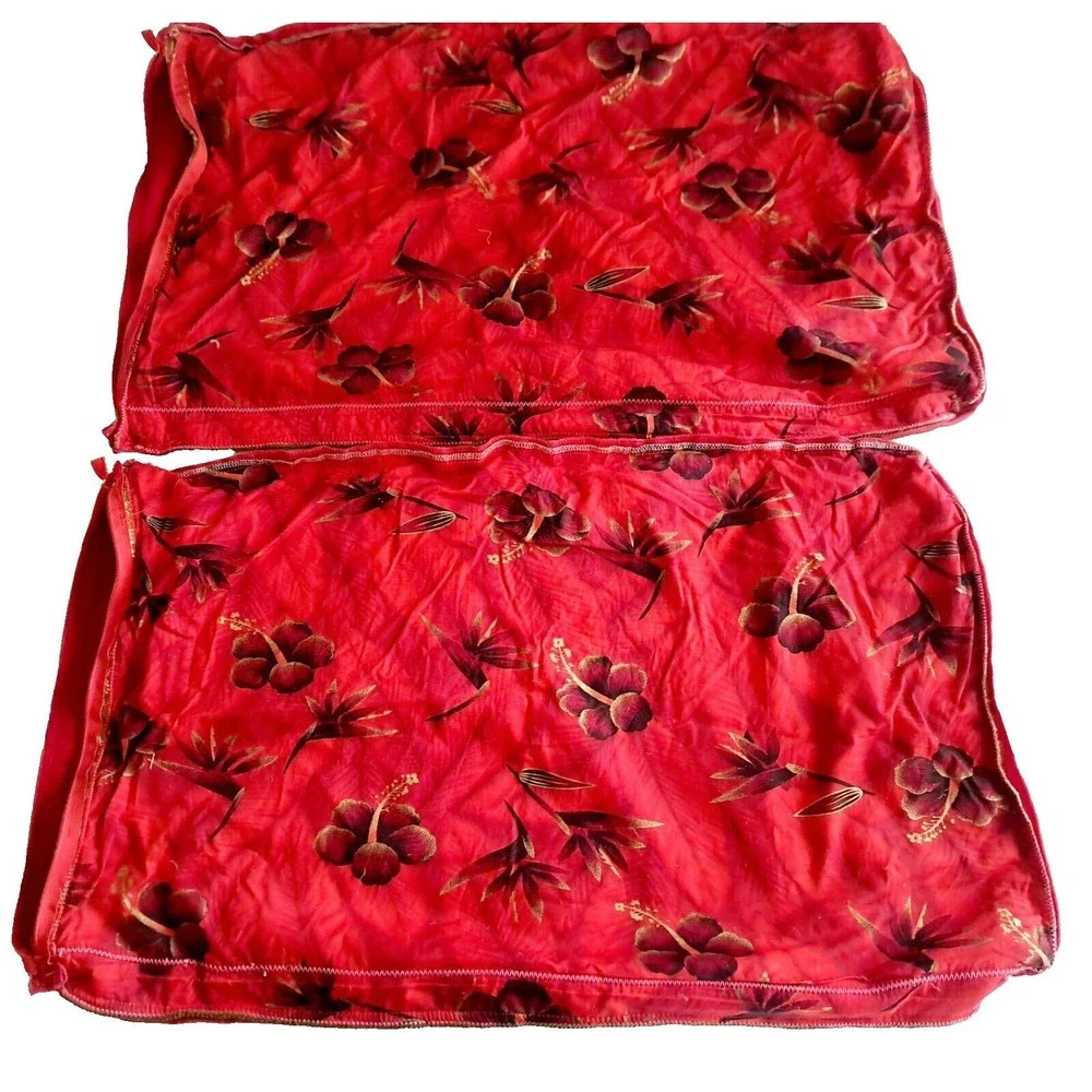 Custom Vintage Pair TAPESTRY Velvet Floral Pillow Cover Appx.‎ 27'x16' Red, Gold